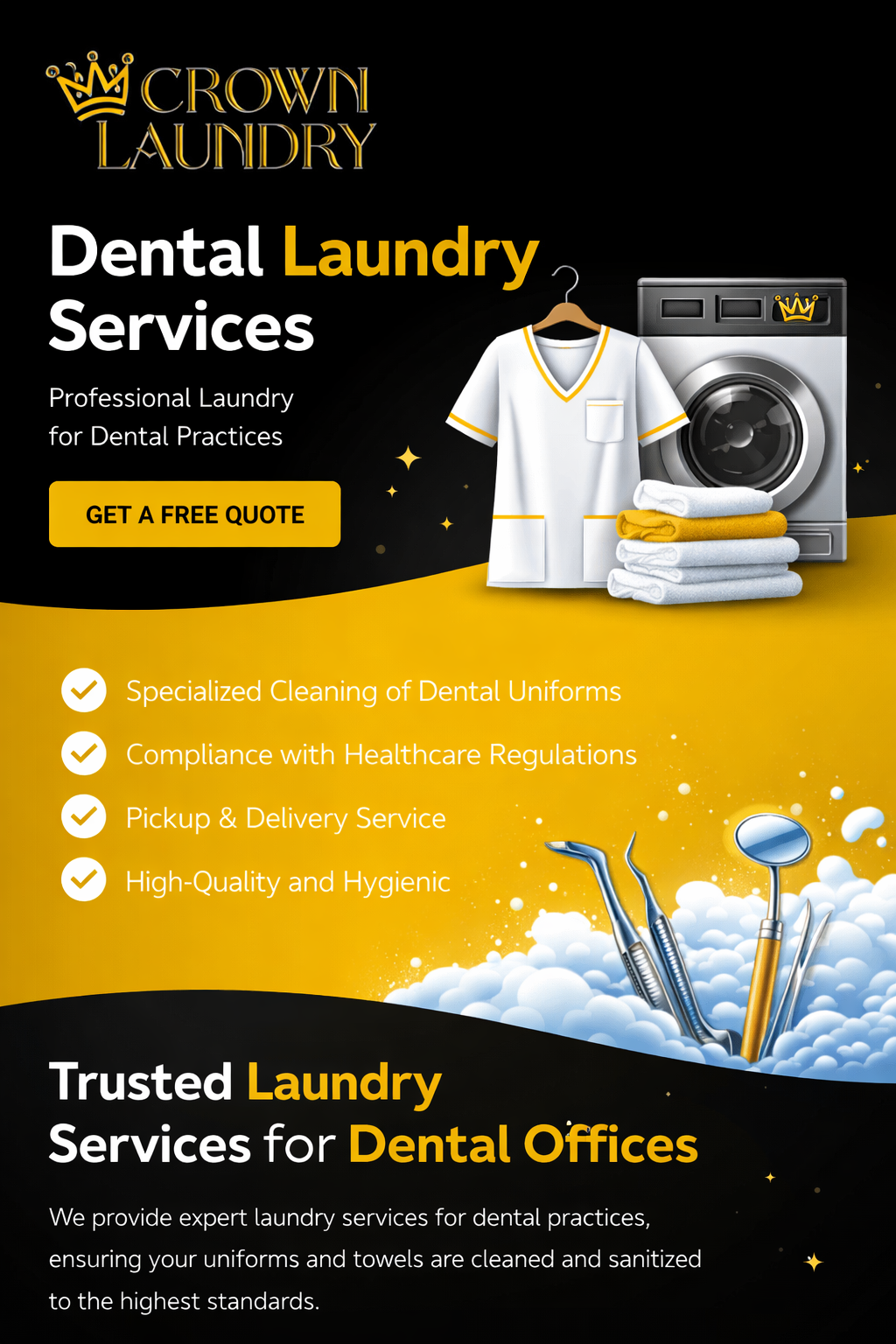 Dental laundry service pickup and delivery in San Diego